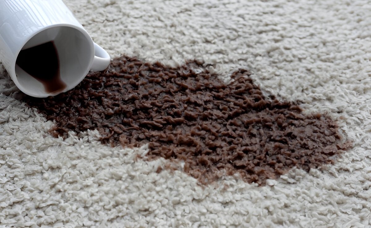Fresh coffee spill from a carpet